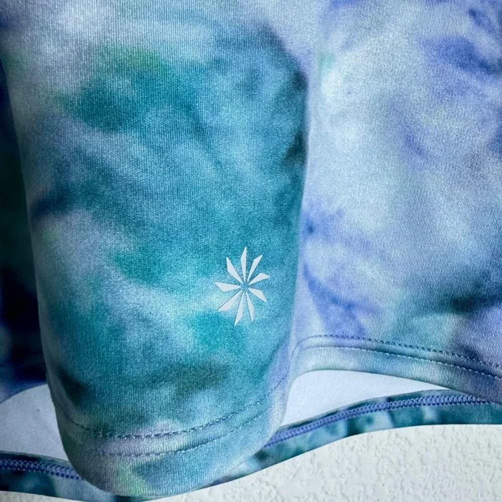 Athleta Conscious Crop Printed A-C Blue Green Tie Dye Powervita Tank Top XS NEW